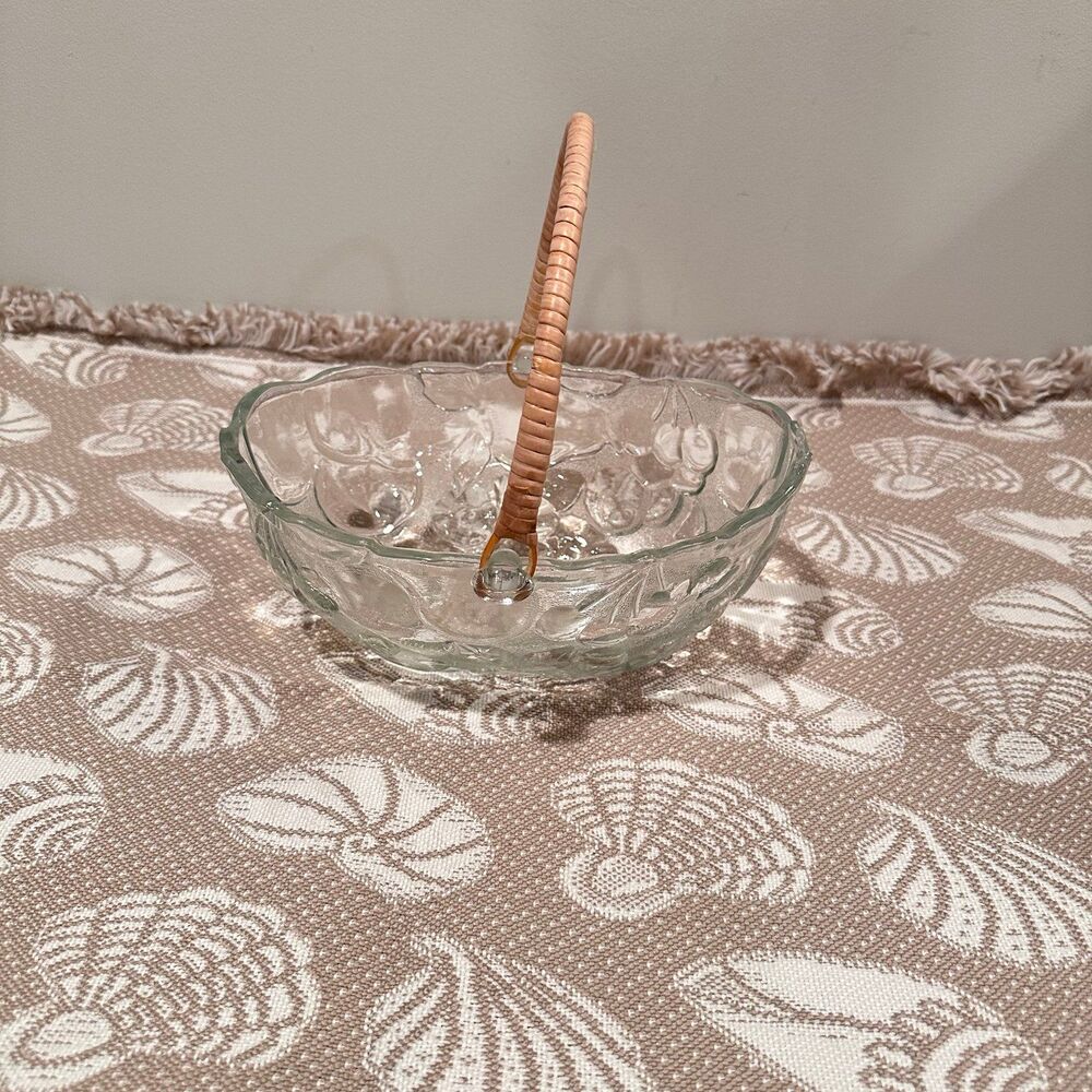 Glass Fruit Bowl with Handle Vintage